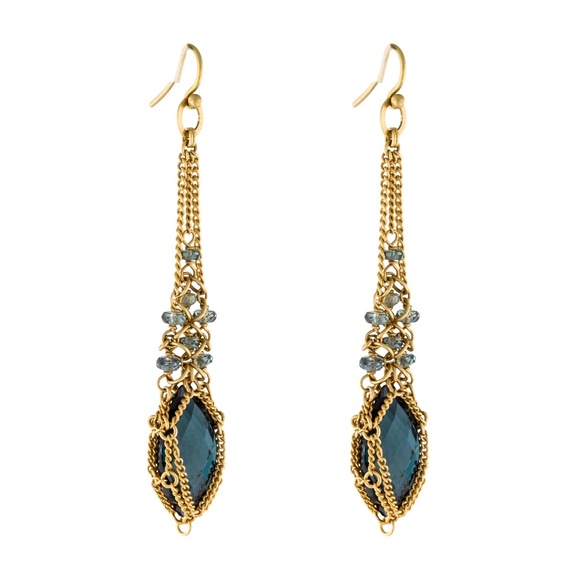 SOLD -Anthony Nak 18k London Topaz & Sapphire Earrings - Picture 4 of 5